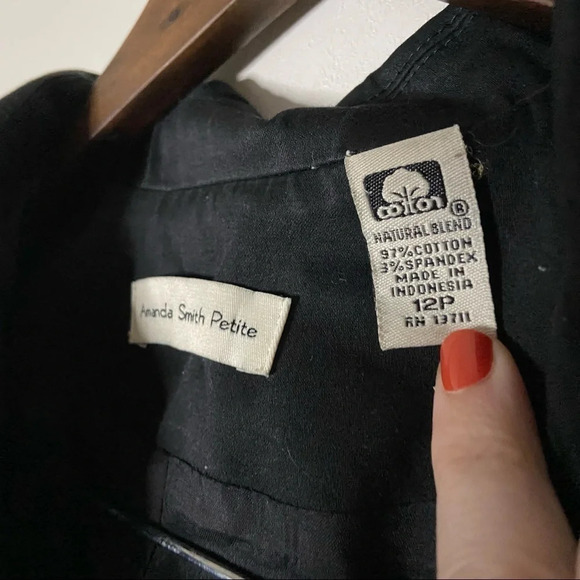 Vintage Blazer Cotton Blend Button Up Jacket Cropped Office Work Size 12P - Picture 3 of 7